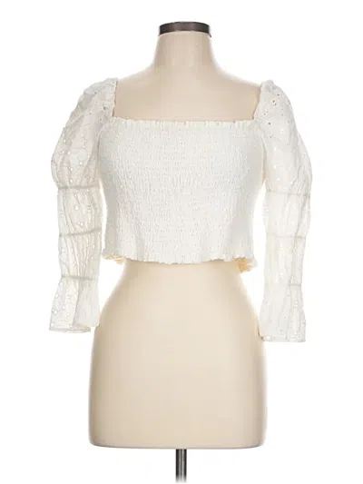 Pre-owned Storia 3/4 Sleeve Blouse In Ivory