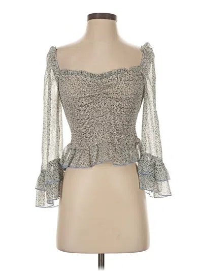 Pre-owned Storia 3/4 Sleeve Blouse In Silver