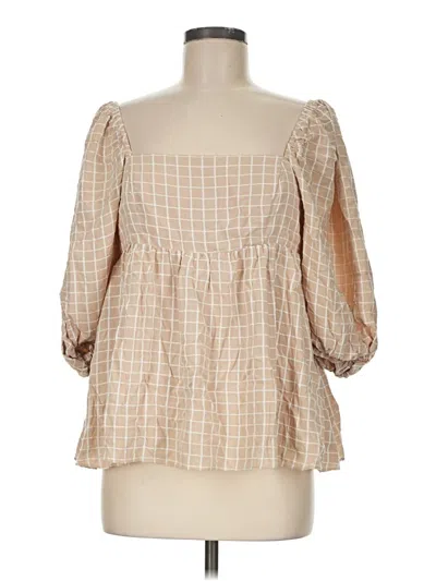 Pre-owned Storia 3/4 Sleeve Blouse In Tan