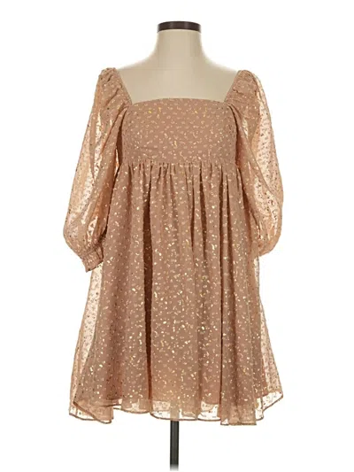 Pre-owned Storia 3/4 Sleeve Top Gold Square Neckline Tops