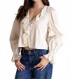 Storia Adhara Ruffle V-neck Blouse In Cream In White