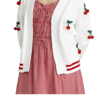 Storia Cherry Cardigan In White