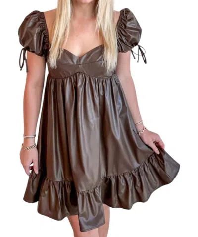 Storia Chestnut Faux Leather Dress In Brown