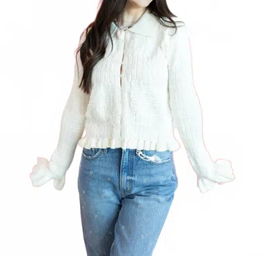 Storia Clara Ruffle Cardigan In White