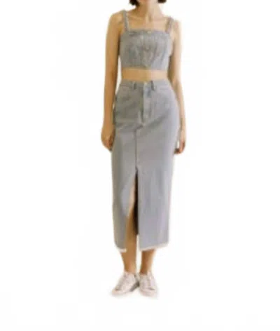 Storia Cotton Cropped Top In Denim In Multi