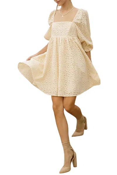 Storia Crochet-lace Baby Doll Mini Dress In Vanilla In Neutral