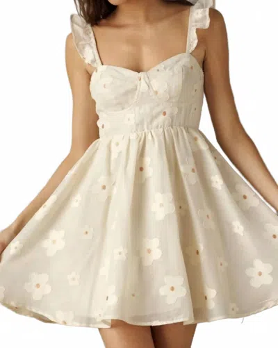 Storia Daisy Dress With Ruffle Strap In Cream In Neutral
