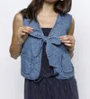 Storia Denim Bow-tie Vest In Blue In Blue