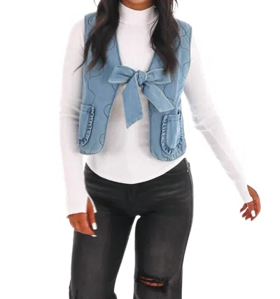 Storia Denim Darling Bow Vest In Multi