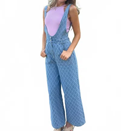 Storia Diamond Patterned Jumpsuit In Denim Blue In Multi