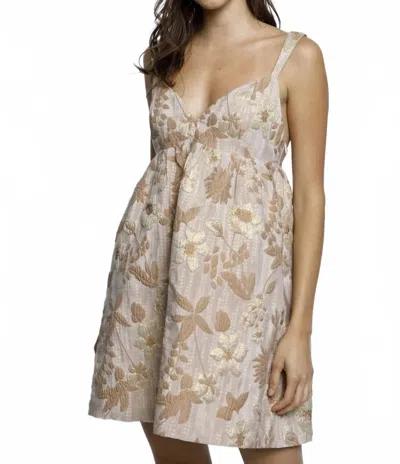 Storia Ellison Floral Mini Dress In Beige/ Gold In Animal Print