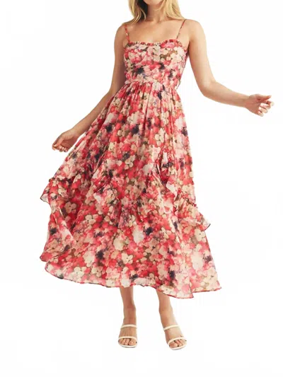 Storia Fall Floral Midi Dress In Multicolor