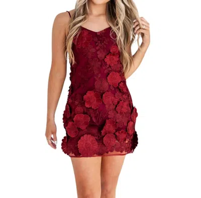 Storia Feeling Festive Floral Mini Dress In Wine In Pink