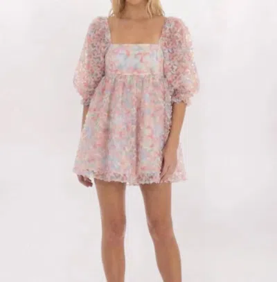 Storia Floral Babydoll Mini Dress In Pink Multi