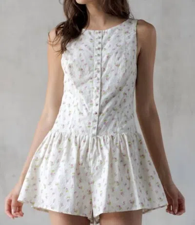 Storia Floral Button-down Romper In Cream/pink In Multi