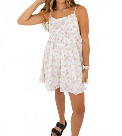 Storia Floral Mini Dress In Cream/purple In Multi