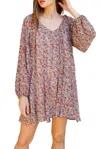Storia Floral-print Georgette Mini Dress In Taupe Multi In Multi