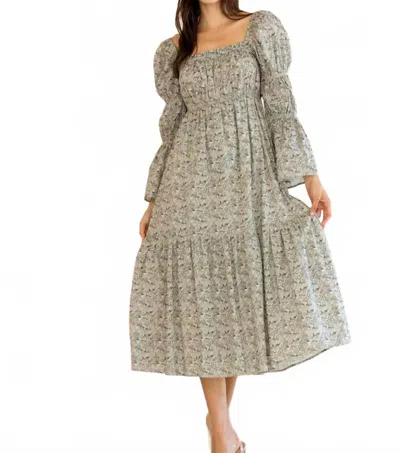 Storia Floral Tiered Maxi Dress In Cream In Gray