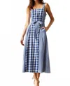 Storia Gingham Girl Midi Dress In Blue In Blue