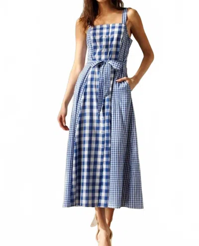 Storia Gingham Girl Midi Dress In Blue