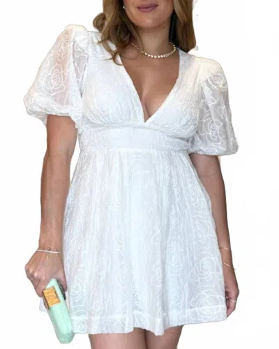 Storia Glitter Flower Short Dress In White