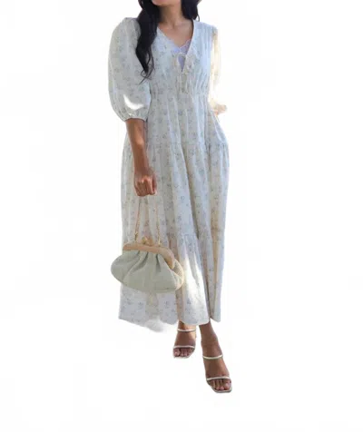 Storia Harmoney Midi Dress In Baby Blue Floral