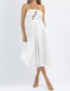 STORIA IF ONLY BOW BUST MIDI DRESS IN WHITE