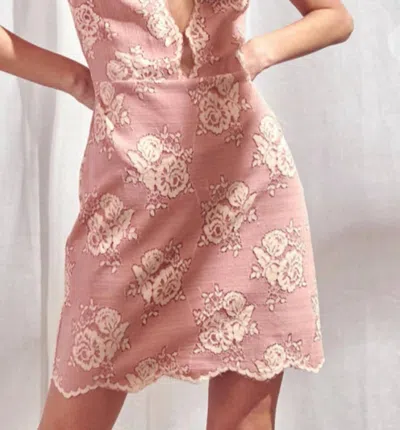 Storia Lace Peekaboo Mini Dress In Dusty Rose In Multi