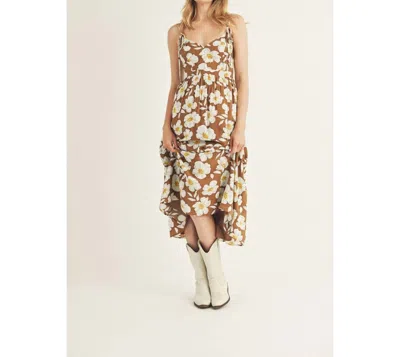 Storia Lisette Floral Midi Dress In Brown/white
