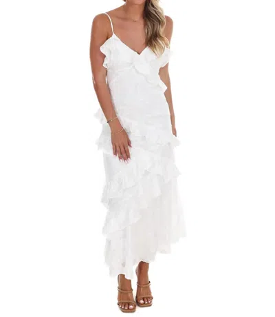 Storia Love Me Tender Ruffle Midi Dress In White