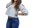 Storia Madeline Cropped Top In White In Blue