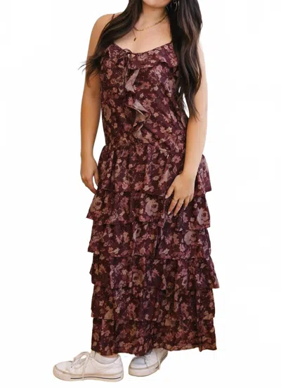 Storia Mae Dress In Maroon In Multi