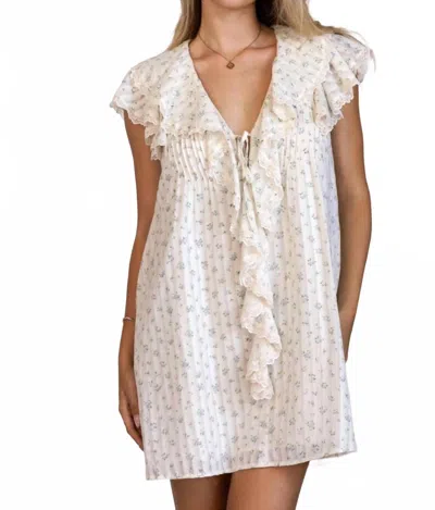 Storia Margot Ditsy Floral Mini Dress In Ivory Blue In White