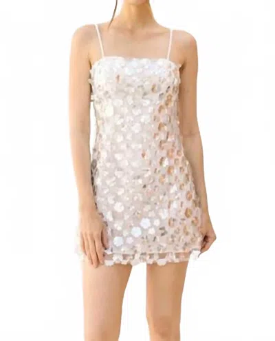 Storia Metallic 3-d Daisies Mini Dress In Silver In Multi