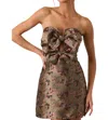 Storia My Only Hope Bow Mini Dress In Green/pink In Multi