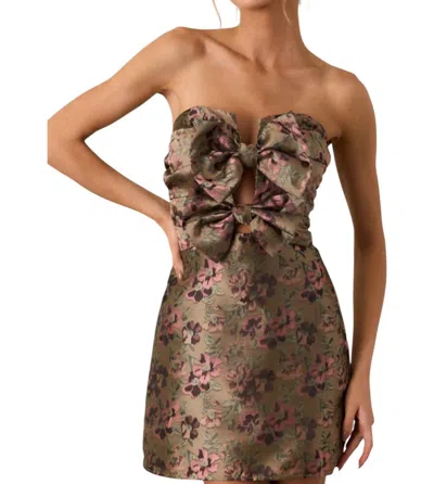 Storia My Only Hope Bow Mini Dress In Green/pink In Multi