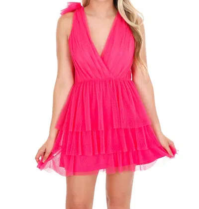 Storia On Point Tulle Mini Dress In Hot Pink