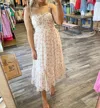 Storia Rose Print Midi Dress In Cream/pink