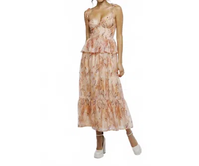 Storia Sandi Peplum Midi Dress In Peach In Pink