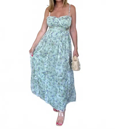 Storia Sasha Dress In Mint Floral In Blue