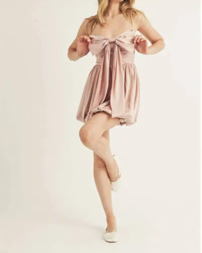 Storia Satin Bow Dress In Rose In Multi