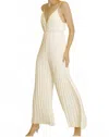 Storia Satin Jumpsuit In Cream / White In Animal Print