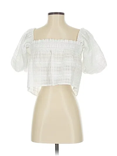 Pre-owned Storia Short Sleeve Blouse In White