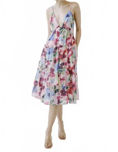 Storia Tea Time Abstract Midi Dress In Pink Multi