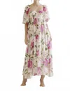 Storia Time To Bloom Floral Maxi Dress In White In Multi