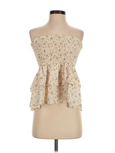 Pre-owned Storia Tube Top Tan Strapless Neckline Tops