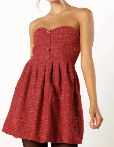 Storia Tweed Mini Dress In Red
