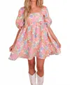 Storia Wildflower Fields Babydoll Mini Dress In Multi Floral In Multi