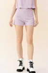 STORIA WOMEN'S CARLY CHECKERED SHORTS IN LILAC