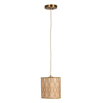Storied Home 100 Watt Organic Shaped Pendant Lamp With Printed Pattern In Brown
